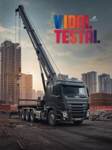 Camiones grúa en obras de encofrado