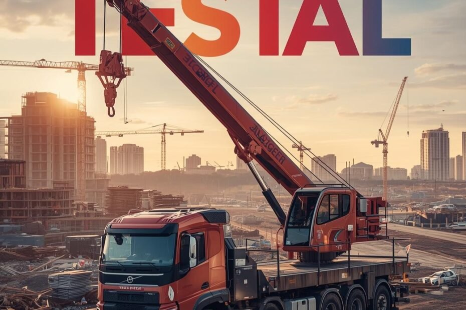 Camiones grúa en obras de encofrado