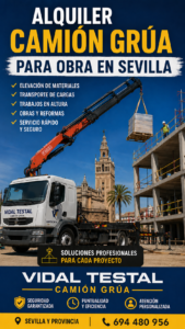 Alquilar camion grua para obra en Sevilla
