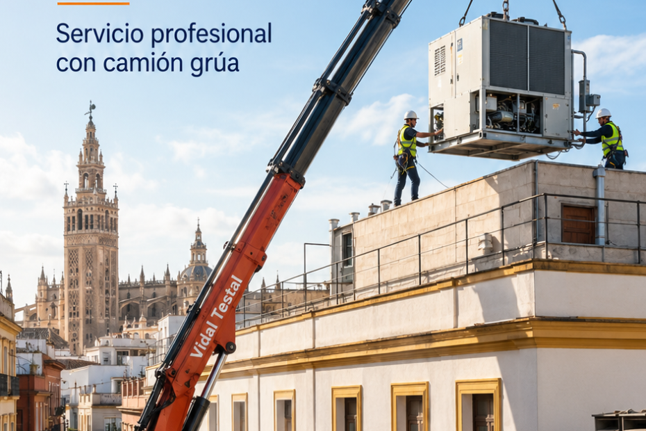 Subida de maquinaria a cubierta en Sevilla