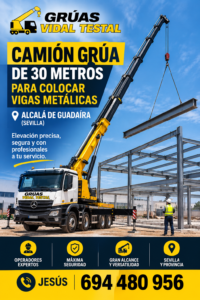 Grúa para colocar vigas en Alcalá de Guadaíra