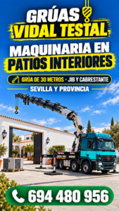 Grúa para maquinaria en patios interiores Sevilla